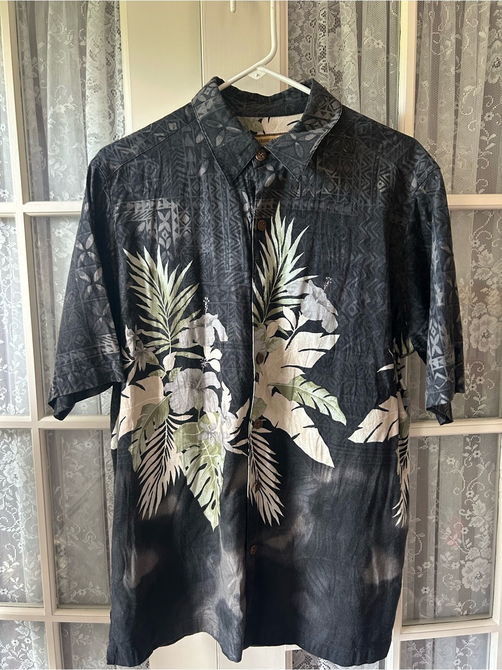 Caribbean Joe Silk Button-Down Shirt Sz M